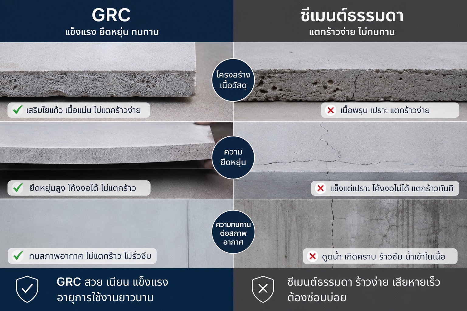 GRC compared with conventional concrete